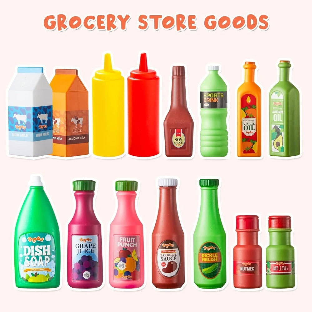 Play Food Grocery Can Set, 30 Pieces for Pretend Kitchen Play