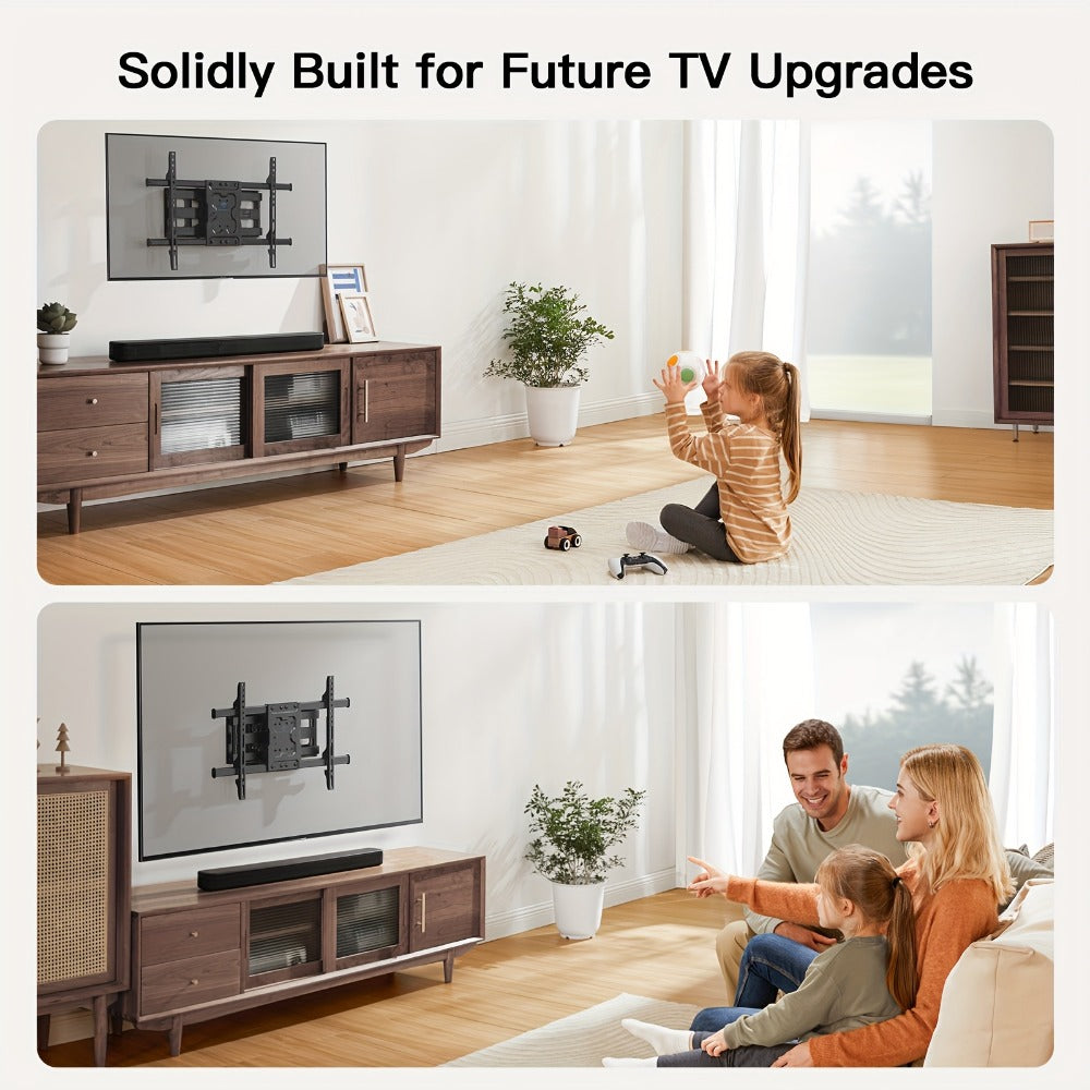 Full Motion TV Wall Mount 37-75 Inch – Heavy Duty Dual Arm Swivel Tilt, 132 lbs Capacity, VESA 600x400mm, Extends 15.4 Inch, Fits LED LCD OLED Flat Curved Screens, Cable Management Included