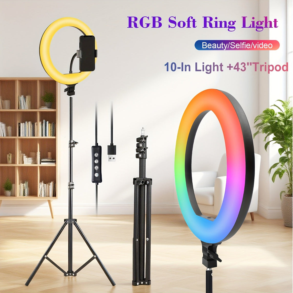 Ring Light 12 Inch Adjustable Brightness RGB with 63 Inch Floor Stand for Photo Selfie Video Recording Zoom Meetings Vlog Live Streaming TikTok YouTube Makeup
