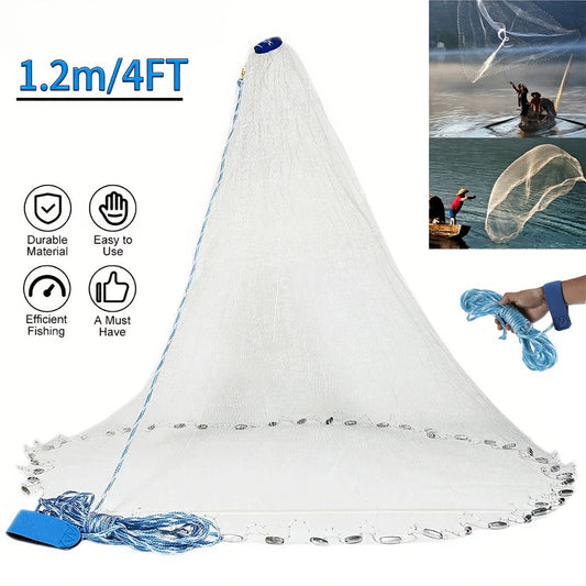 Fishing Cast Net with 13mm Nylon Monofilament Mesh, 240 or 300 Model Options