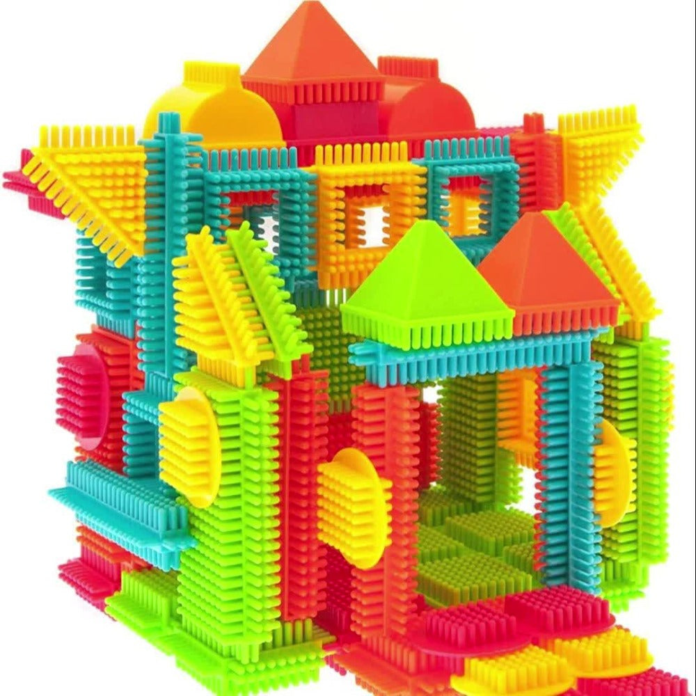 Hedgehog Bristle Building Blocks, 150 Pieces Soft Interlocking Blocks for Ages 3+