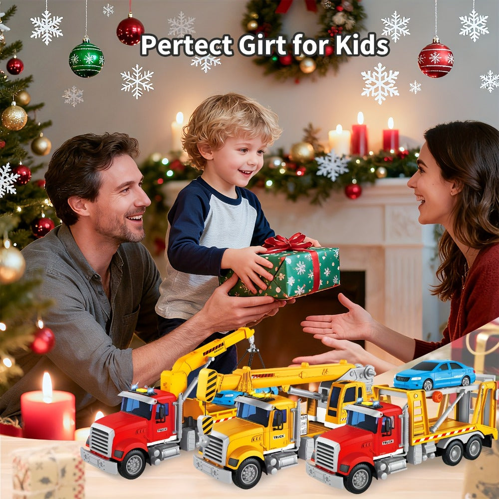 Toy Tow Truck and Crane Models for Vehicle-Themed Pretend Play