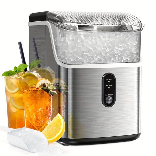 Countertop Ice Maker with Self-Cleaning, Stainless Steel & Nugget Ice Options