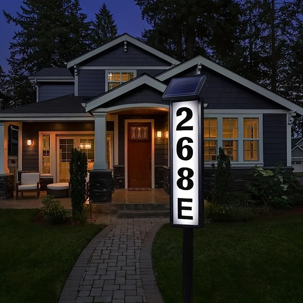 Solar House Number Light LED – DIY Address Sign with 38 LEDs, Switchable Warm & Cool White, IP44 Weatherproof, 270° Solar Panel, Auto On/Off for Home, Yard, Farm & Garden