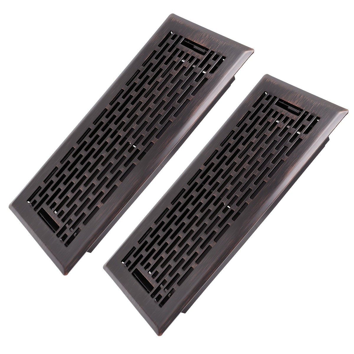 Floor Vent Register Cover 4x10 Inch Heavy Duty Walkable Steel Decorative Air Vent Grille Adjustable Airflow for Home HVAC 2-Pack Savannah Boston Design Multi Finish