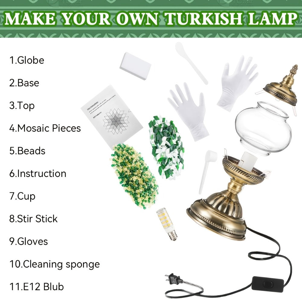 Moroccan Table Lamp Handmade DIY Turkish Lamp Dimmable Glass Metal Brass Bohemian Bedside Night Light with Remote for Bedroom Living Room Office Vintage Boho Home Decor Gift Multiple Colors