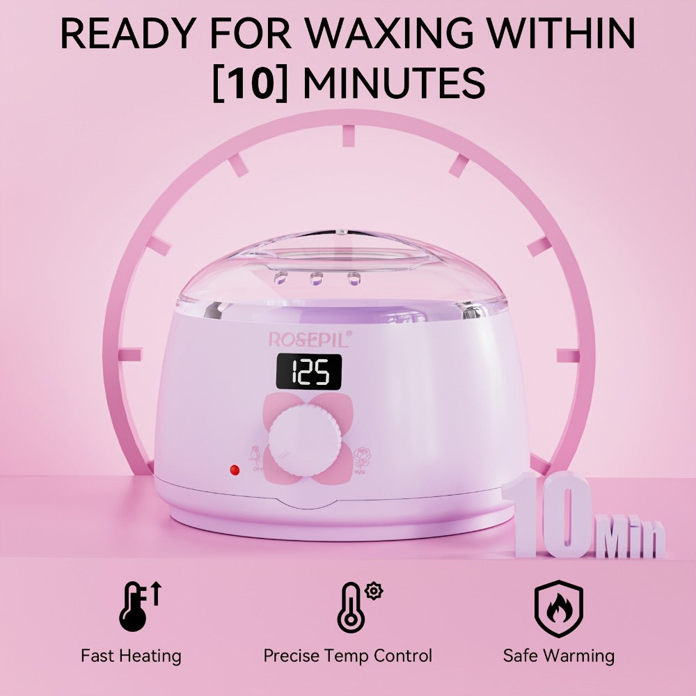 Wax Hair Removal Kit Digital Wax Pot with 6 Wax Bead Packets — Smart Temperature Control Salon-Grade Waxing Set for Body Bikini Face Legs Underarms, At-Home Waxing for Women & Men, Purple & White