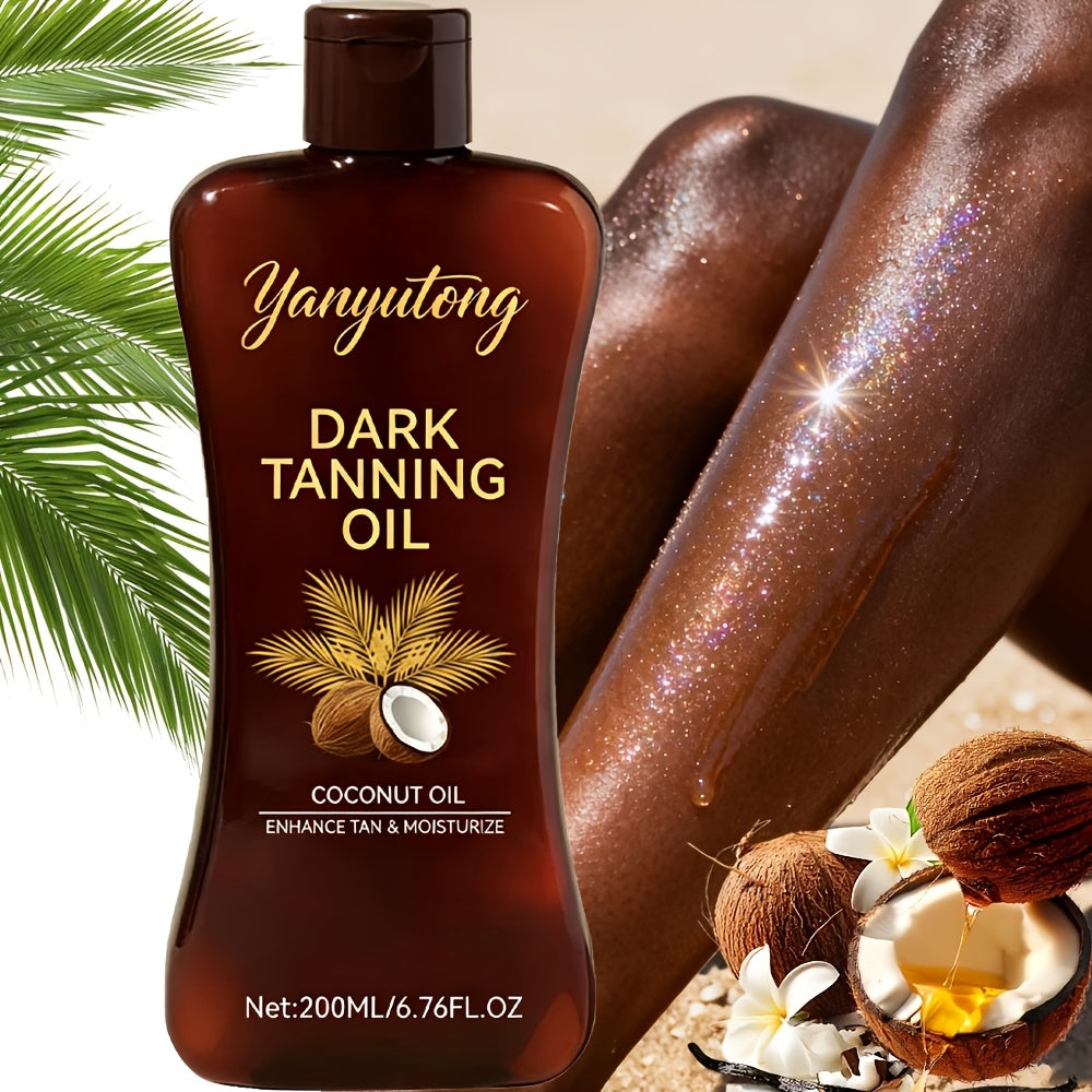 Sun Tanning Oil 200ml - Deep Golden Tan Accelerator Body Oil for Beach & Outdoor, Moisturizing & Nourishing Summer Skin Care for All Skin Types, Men & Women