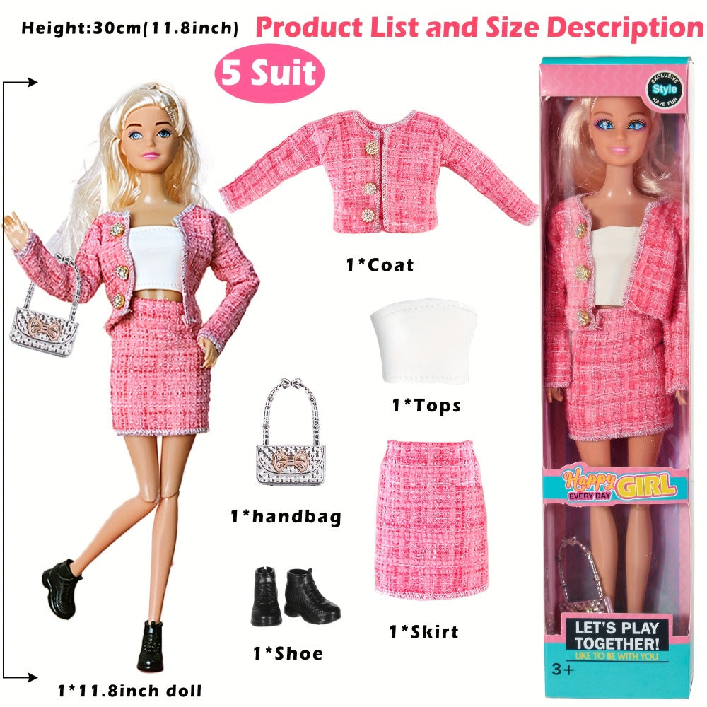 6-Pack 11.5-Inch Poseable Fashion Princess Doll Set with Accessories