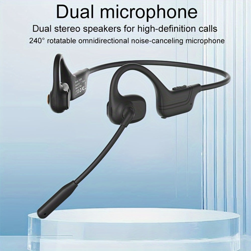 Open-Air Conduction Wireless Business Earphones Dual ENC Noise Canceling Microphones 10H Playtime for Calls Work Driving Online Meetings Outdoor Cycling Cream Black