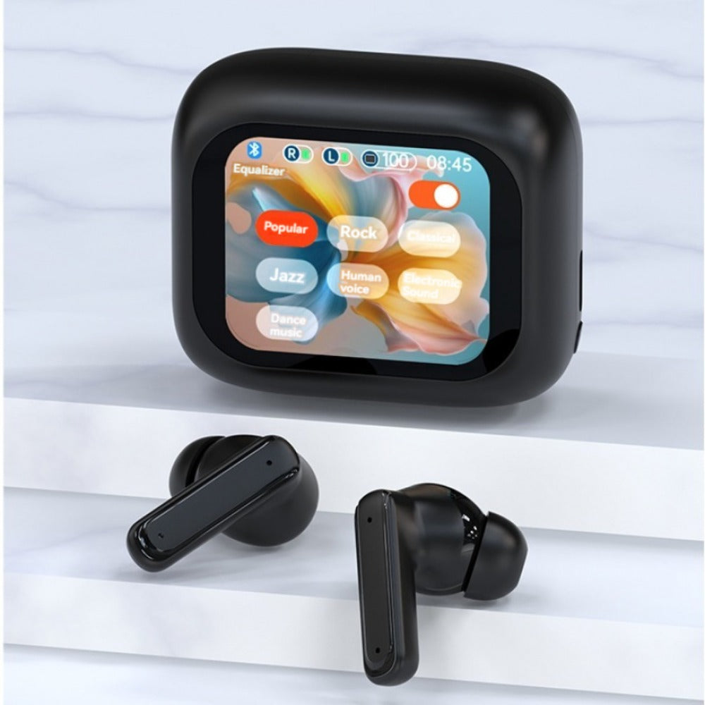 Touchscreen ANC Wireless Earbuds Full-Color Display – Noise Cancelling In-Ear with Charging Case for Sports Gaming Business – Gift for Men Women Compatible with iOS Android