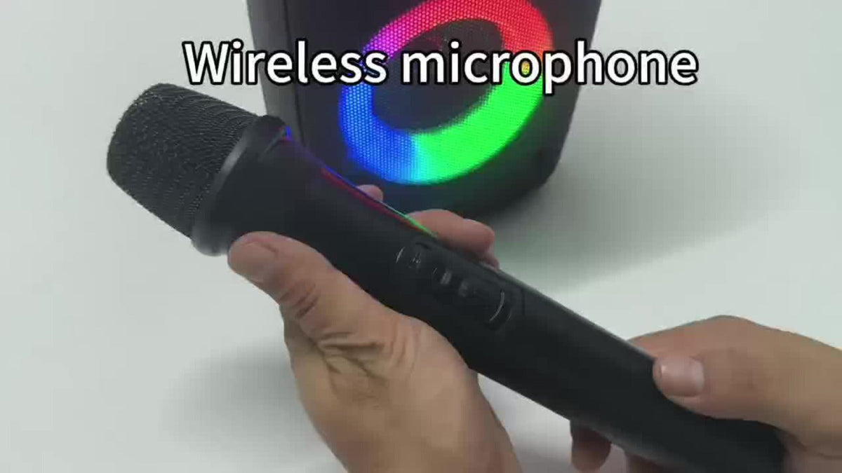 HY-3317 Party Speaker with Disco Lights & Microphone – Large Portable Subwoofer Outdoor Wireless Speaker, TWS Surround Sound, TF Card, AUX, MIC Input, for Parties, Karaoke & Events