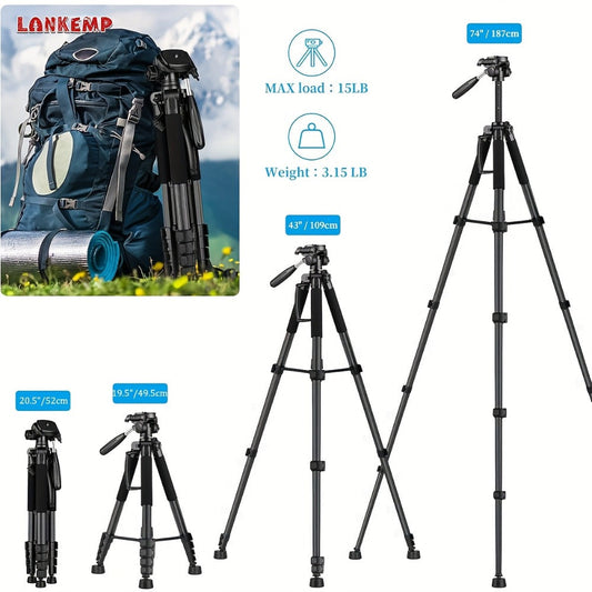 Camera Tripod, ALEiMON 74-Inch Aluminum with Dual Quick Release Plates & Phone Clip