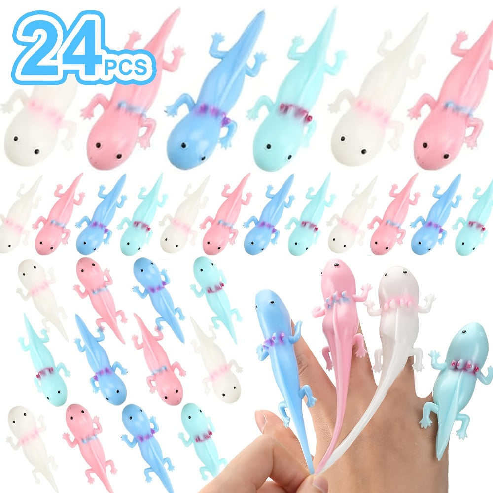 Axolotl Slingshot Fidget Toy, 24-Piece Pack of Squishy Finger Puppets