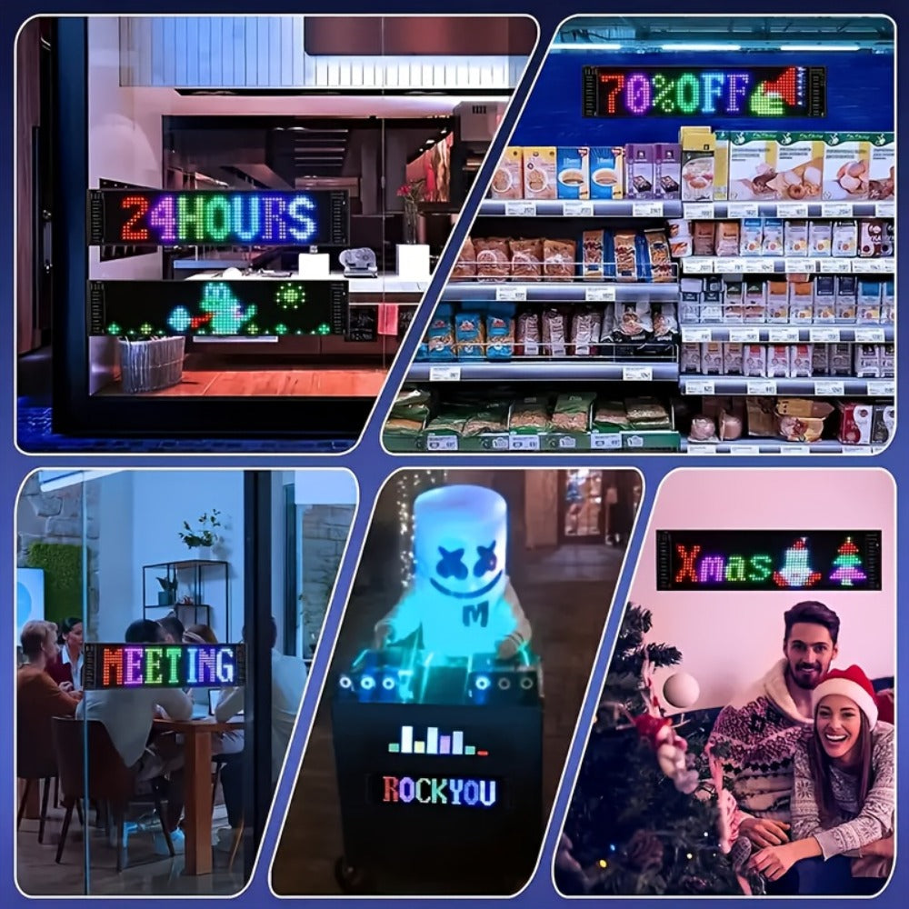 Programmable RGB LED Pixel Display Panel App Controlled – Music Sync DIY Text Animations Flexible Ultra-Thin Screen for Game Room Home Theater Car Dashboard Store Window Decor – 16x32 16x96 20x64