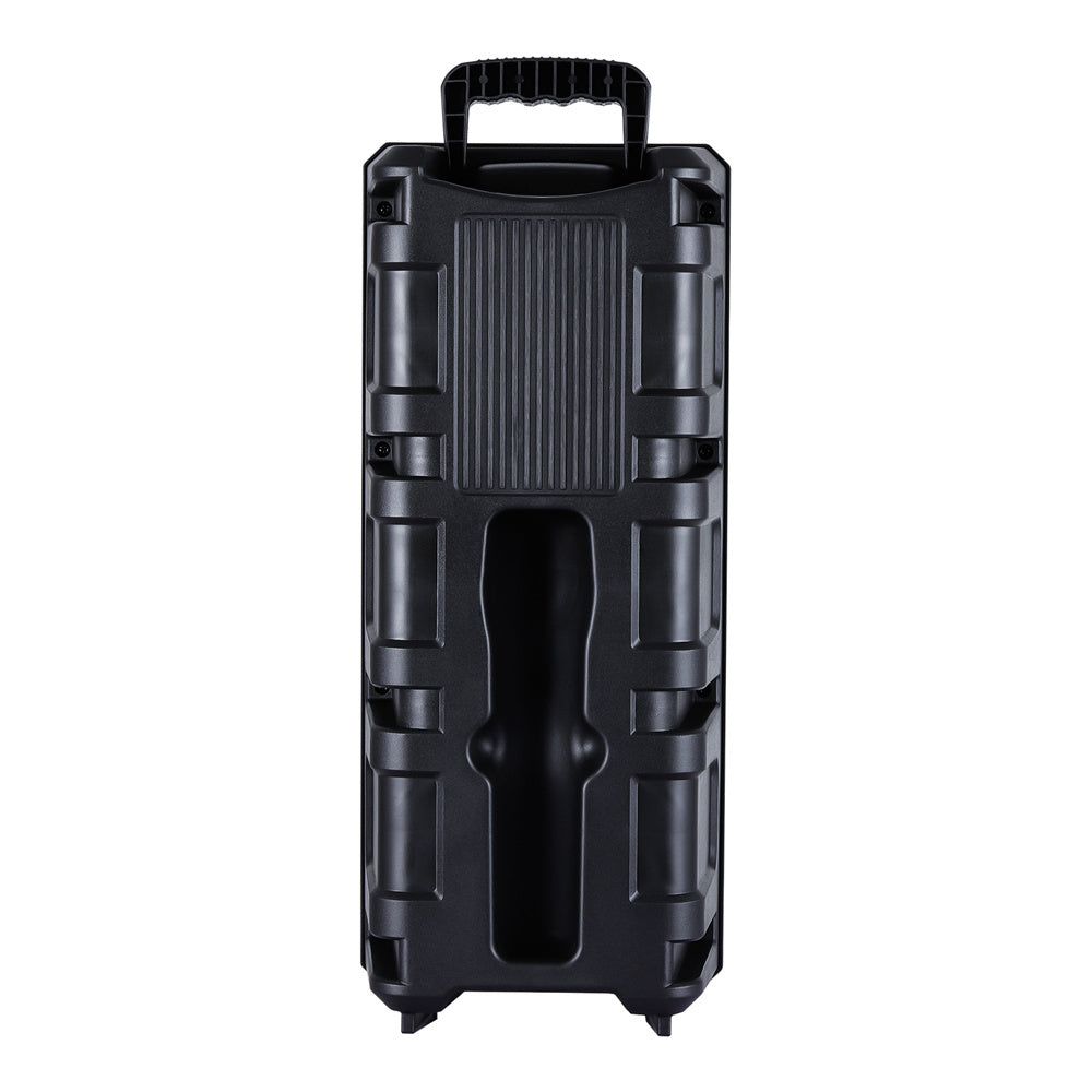 Portable Karaoke Bluetooth Speaker with Wheels & Microphone – Party DJ Sound System Dual 6.5" Woofer LED Lights FM AUX TF USB TWS Rechargeable Outdoor Speaker