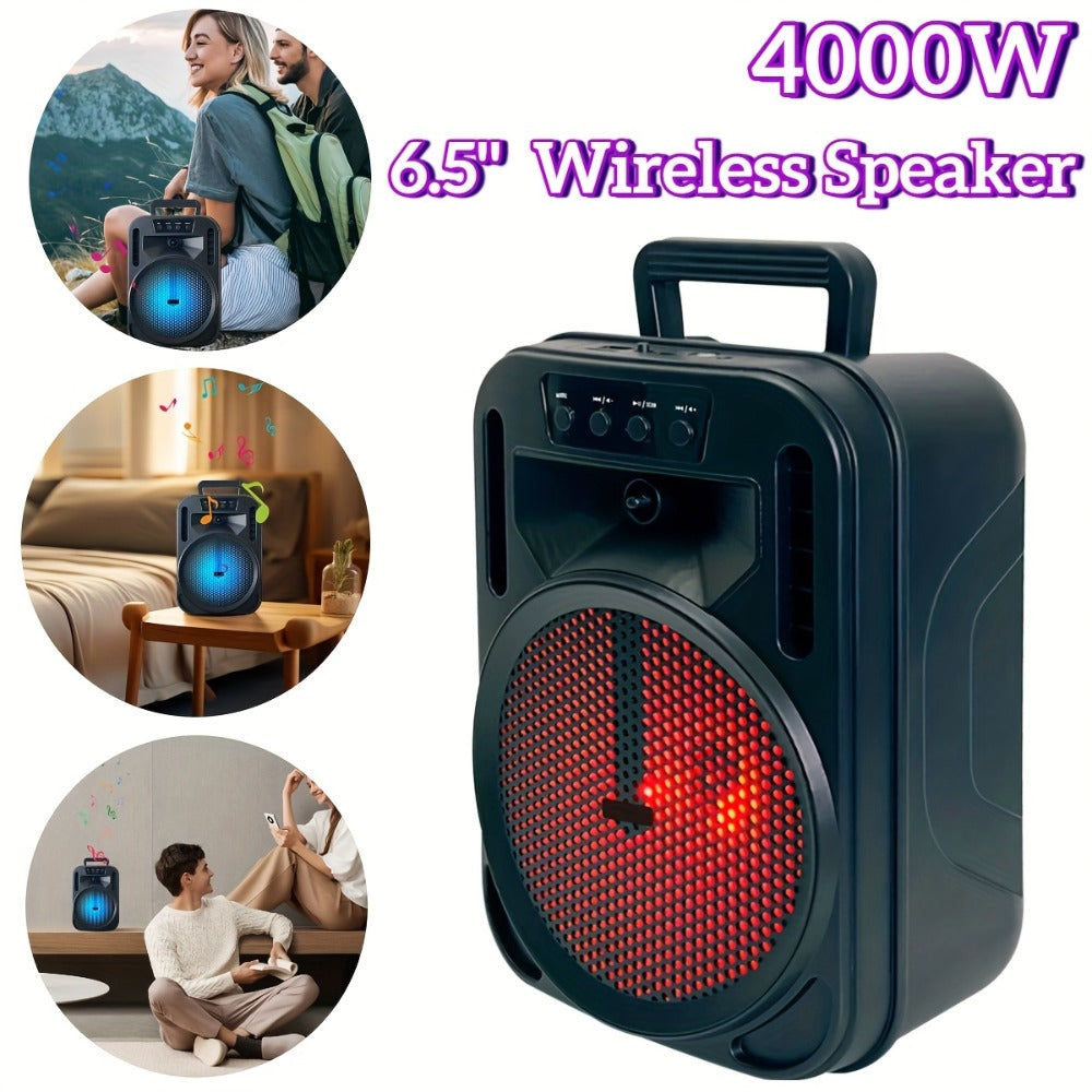 1100W Party Speaker with 7-Mode LED Lighting & Microphone – Portable Wireless Subwoofer, 8-Inch Bass Driver, Speaker Stand, 1800mAh Rechargeable Battery, TF USB AUX FM for Outdoor Parties & Karaoke