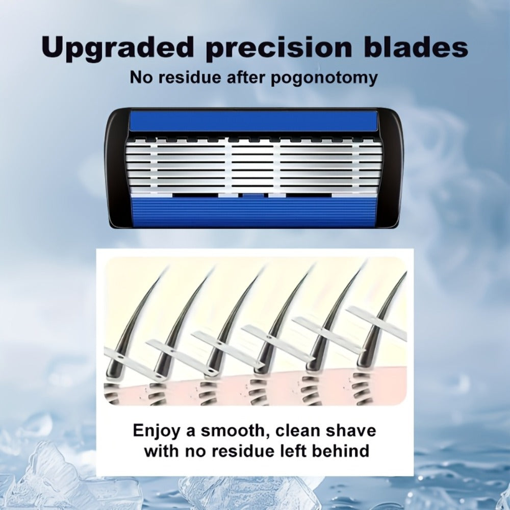 Men's Razor Set with Stainless Steel Replacement Blades - Reusable Handle & High-Capacity Blade Kit for Smooth Close Shave, Precision Grooming for Men, Multiple Bundle Options