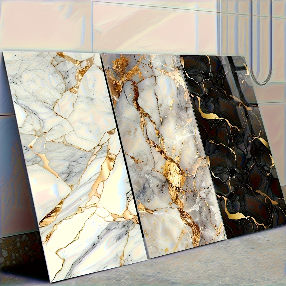 Peel and Stick Marble Tile Stickers – Self Adhesive Foam Wall Tiles for Bathroom Kitchen Office Bohemian Home Decor (50/100pcs, White/Gray/Black/Blue Gold)