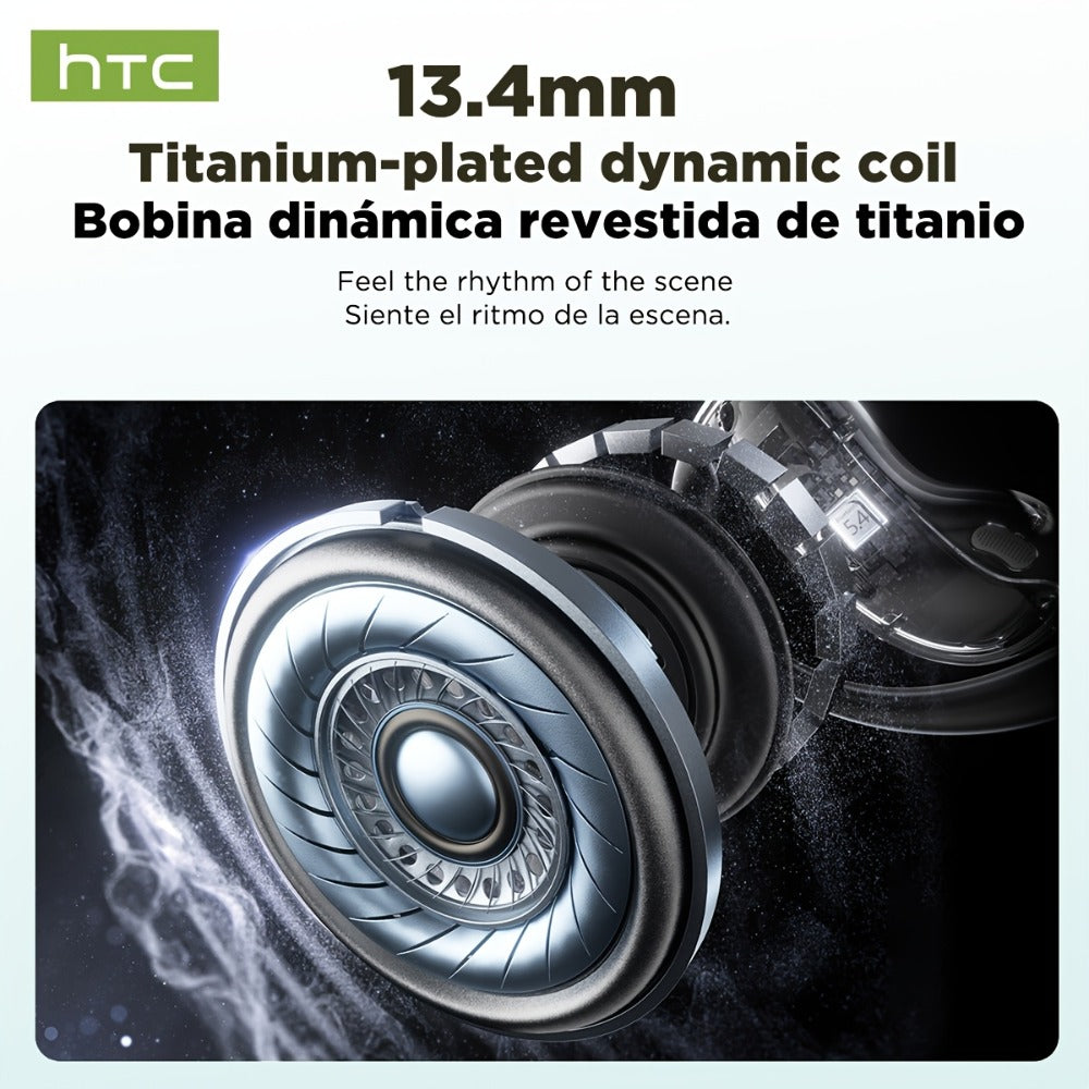 HTC NE19 AI Translation Earbuds TWS 134 Languages, Open-Ear Wireless Bluetooth 5.4 HiFi Audio, Long Battery Life Hands-Free Earphones for Travel Business Sports Casual Daily Use