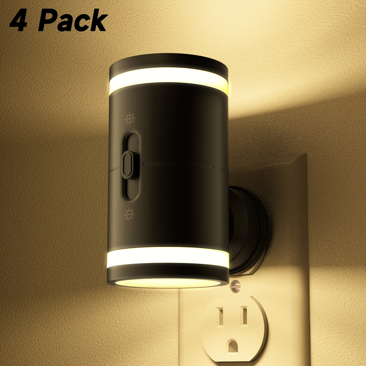 LED Night Light Plug In Dusk to Dawn Sensor – 5-120LM Adjustable Brightness, 3 Color Temperatures, Modern Plug-In Night Lights for Hallway, Bedroom, Staircase, Bathroom & Toddler Room, 2 or 4 Pack