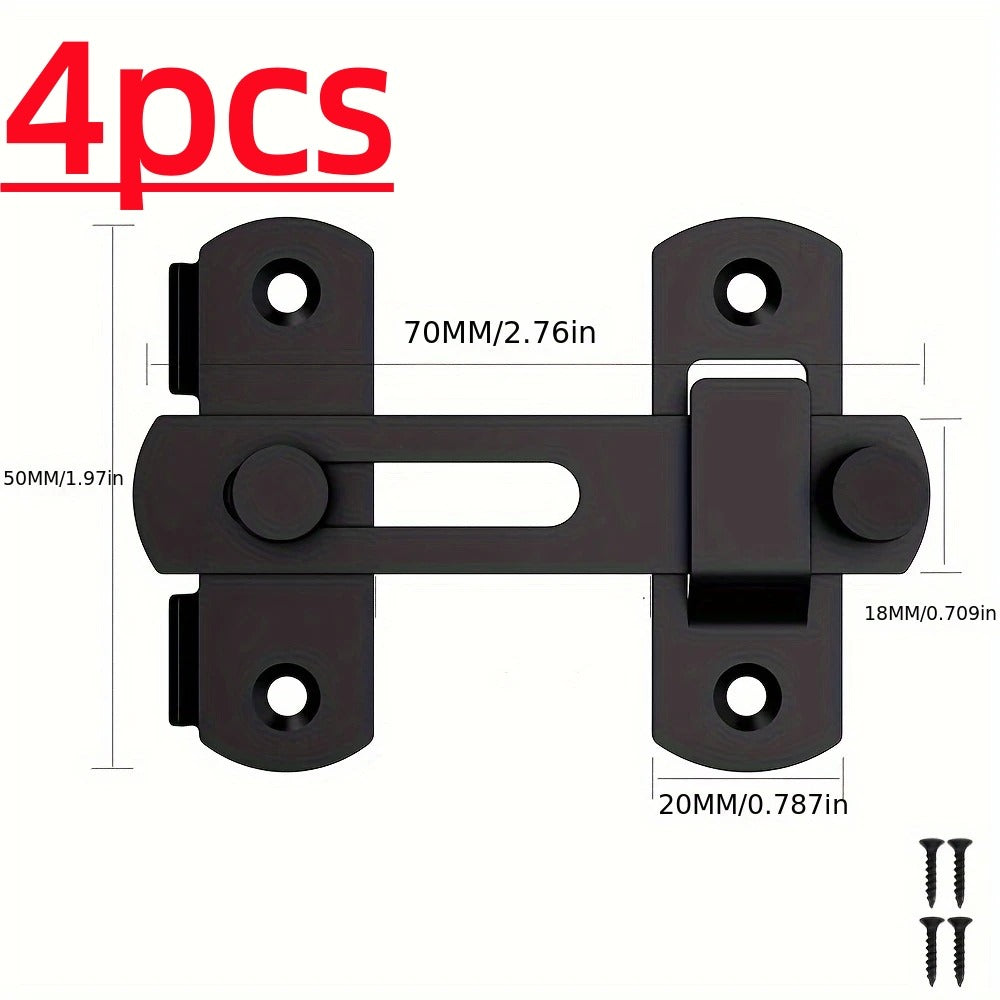 Stainless Steel Door Bolt Lock 180° Flip Latch – Set of 4 Heavy Duty Security Locks with 2 Keys for Garage Stable Bathroom Outdoor Gate Shed Fence Home Door