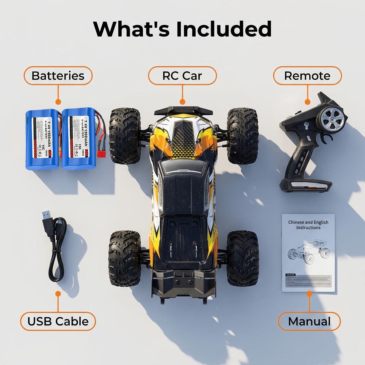4WD RC Off-Road Car with Brushed or Brushless Dual-Battery Options