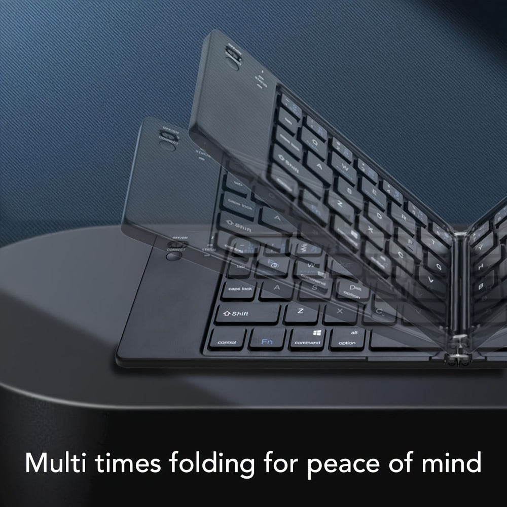 7.3mm Ultra-Slim Magnetic Wireless Keyboard Rechargeable Foldable Compact Bluetooth Keyboard with Media Hotkeys for Computer Desktop PC Laptop Smart TV iOS Android Windows