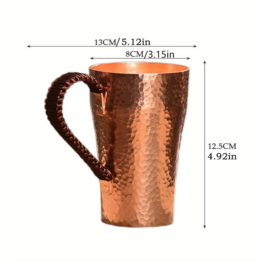 Handcrafted Copper Mug with Hammer Pattern – Pure Copper Coffee Mug, Tea Cup & Water Vessel – Artisan Copper Drinking Cup for Moscow Mule, Milk, Hot & Cold Beverages – Unique Kitchen Gift