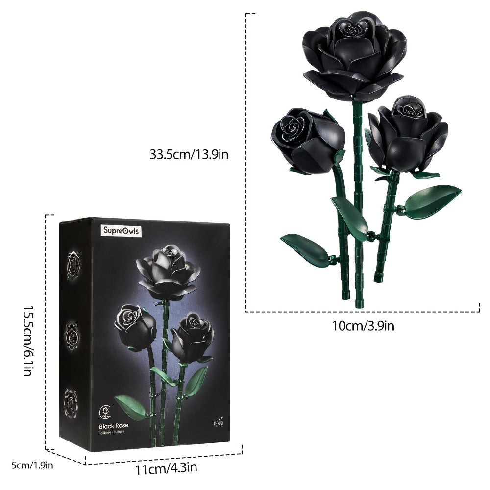 Black Rose Building Block Set, 152-Piece Gothic Flower Model