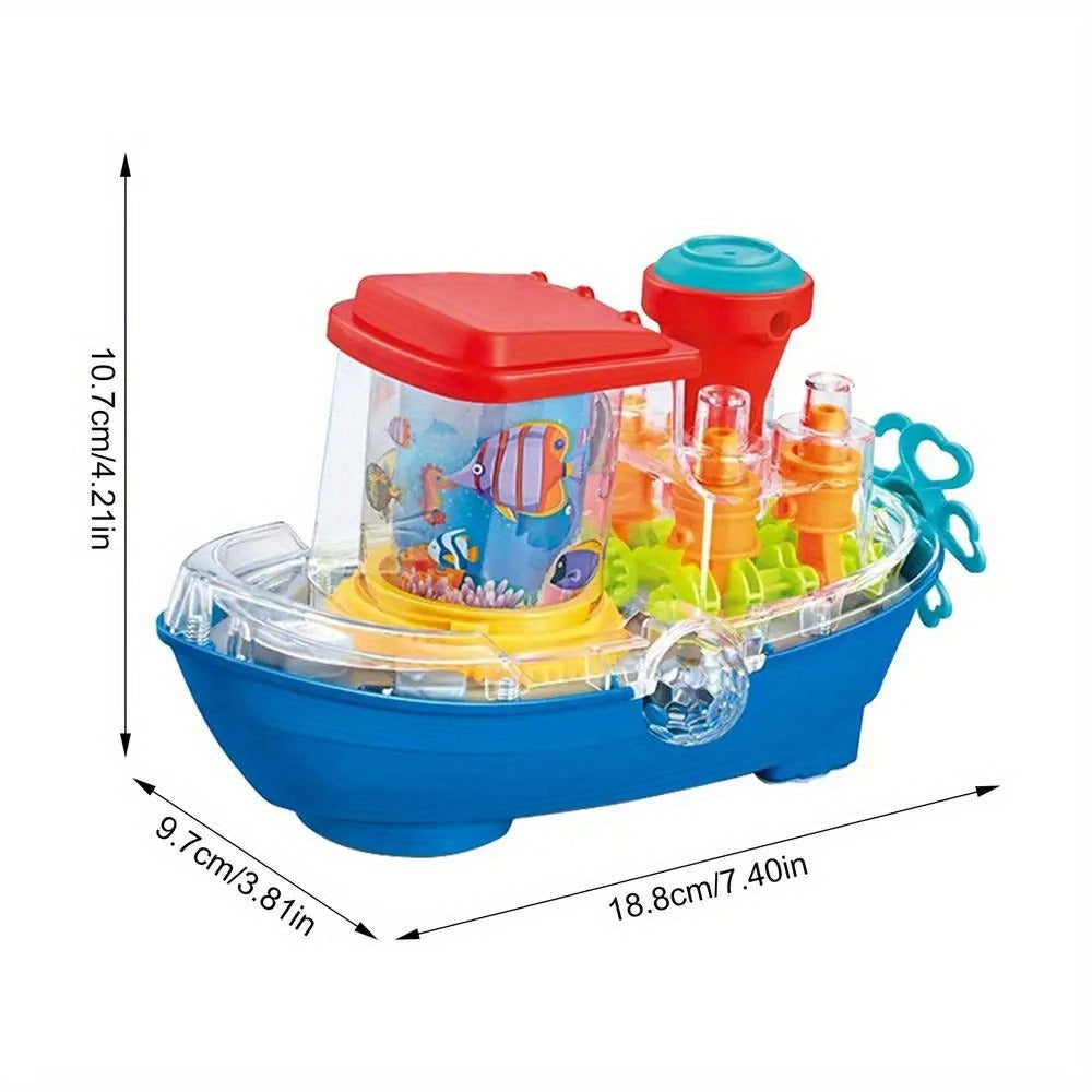 Interactive Sensory Boat Toy for Toddlers 2+ – Underwater Ocean Theme with Fish & Coral, Rotating Scroll Screen & Music, Educational Sensory Stimulation Play Toy for Boys & Girls, Birthday Gift