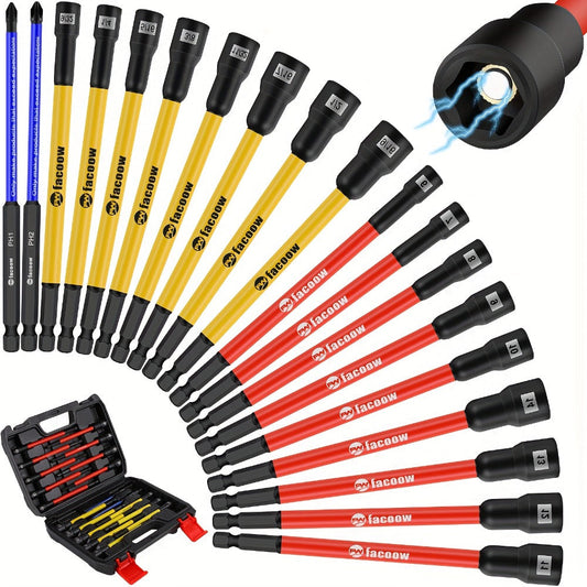 Magnetic Nut Driver Set, 19-Piece SAE & Metric with 1/4-Inch Hex Shank