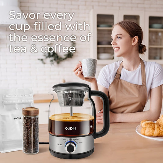 Drip Coffee and Tea Maker, 600W 40.58oz with Spray Brewing and Keep-Warm Function