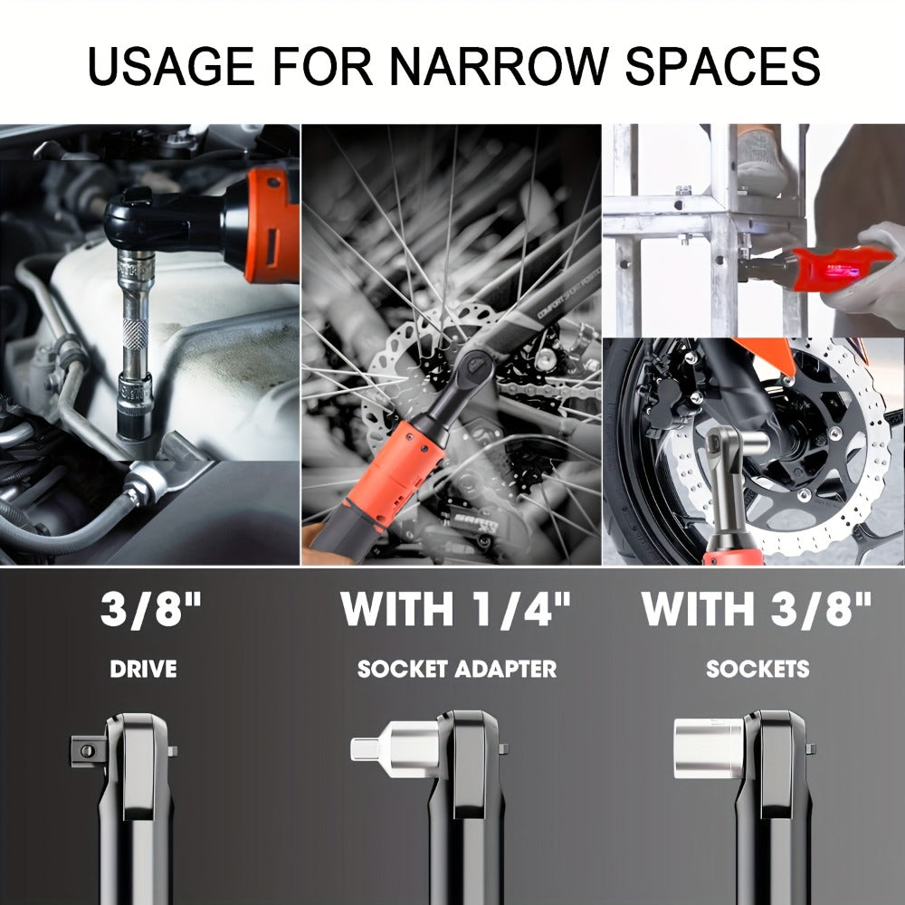 Cordless Electric Ratchet Wrench Set 12V - 45Nm High Torque 3/8" Rechargeable Ratchet Wrench with Battery, Charger & Toolbox for Automotive Repair, Angle Frame Installation & Home Improvement (4 Colors)