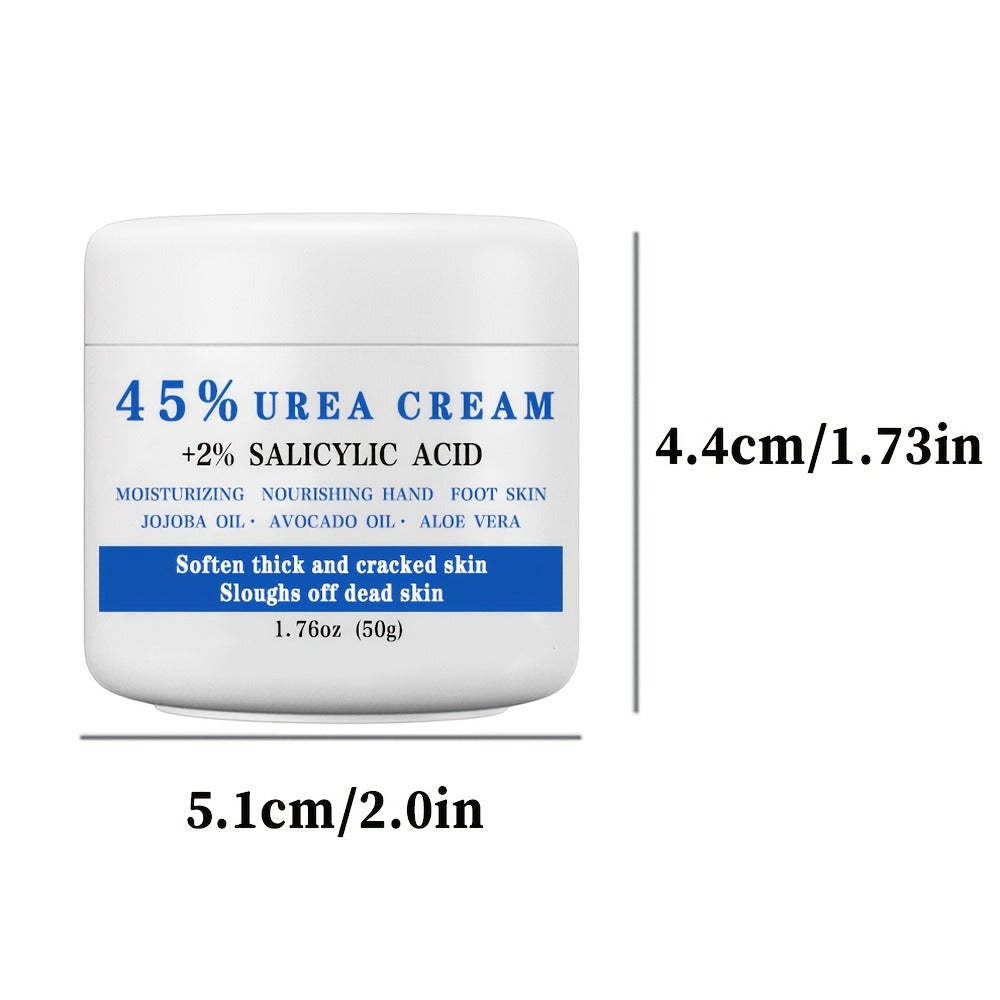 45% Urea Foot Cream with 2% Salicylic Acid – Cracked Heel Repair Lotion for Dry Rough Thick Skin Exfoliating Dead Skin Softening & Repairing Foot Care Treatment 1.76oz