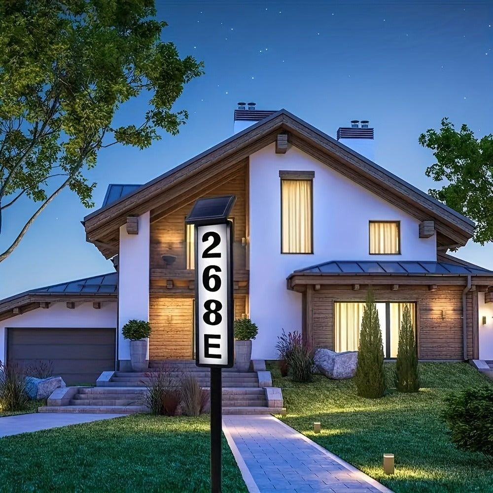 Solar House Number Light LED – DIY Address Sign with 38 LEDs, Switchable Warm & Cool White, IP44 Weatherproof, 270° Solar Panel, Auto On/Off for Home, Yard, Farm & Garden