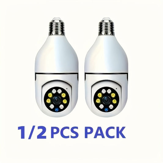 Light Bulb Security Camera with E27 Base, Pan-Tilt & Color Night Vision