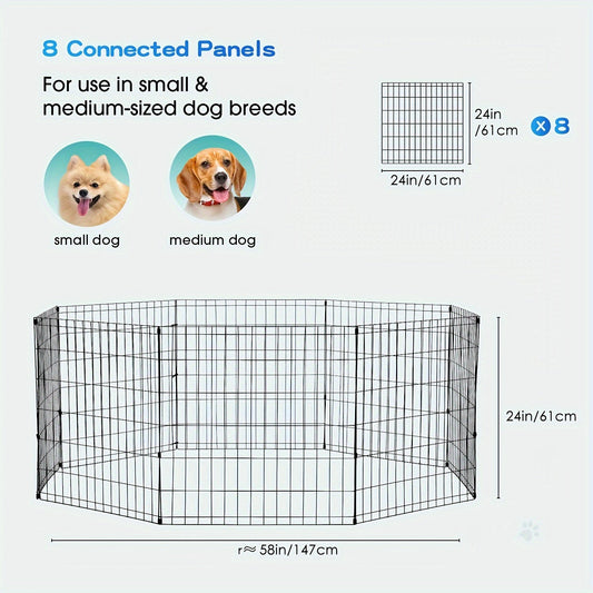 Foldable Metal Wire Dog Playpen for Indoor and Outdoor Use, 24–42-Inch Heights