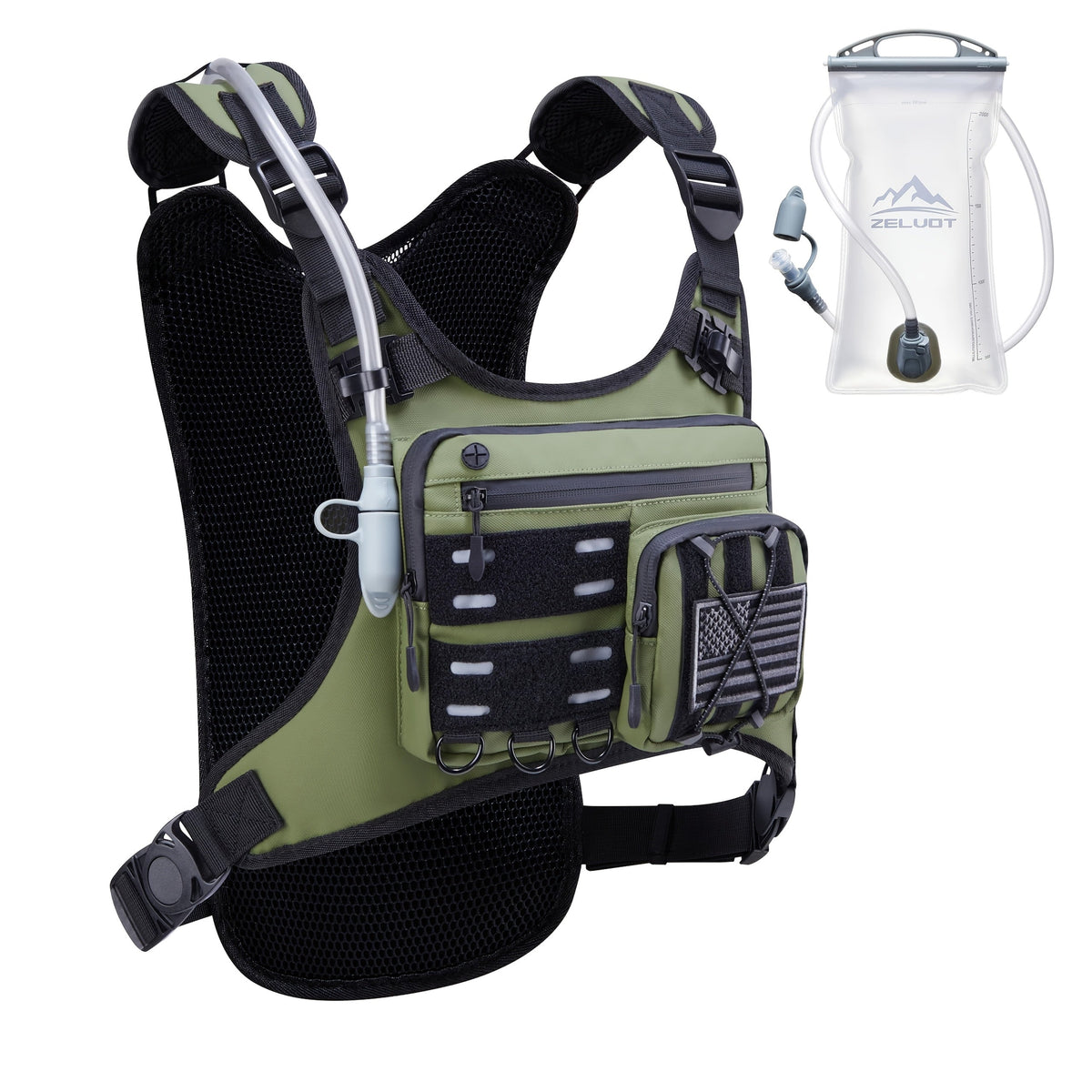 Running Hydration Vest with 2L Water Bladder – Lightweight Reflective Chest Pack for Men Women Marathon Trail Running