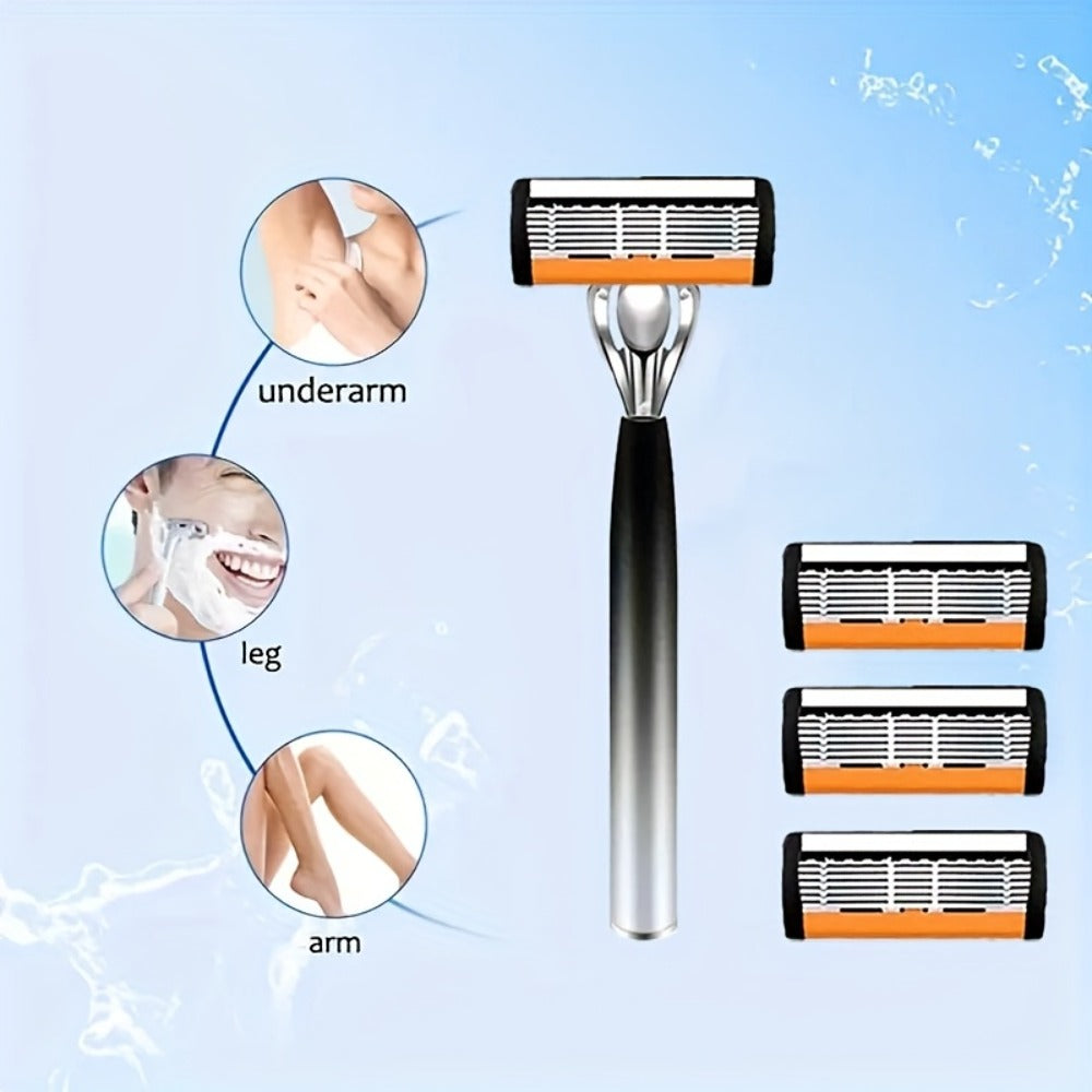 Safety Razor Set for Men 2 Anti-Slip Handles & 24 Ultra-Sharp Replaceable Stainless Steel Blades – Smooth Painless Close Shave, Luxury Wet Shaving Kit, Grooming Gift for Men