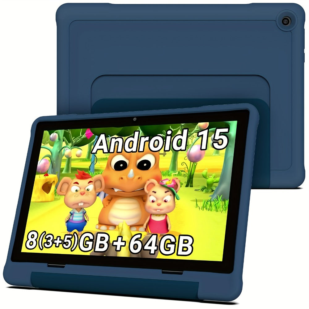Apolosign Kids Tablet 10 Inch 64GB, Android 15 8-Core 8GB RAM WiFi 6, 1280x800 HD Display 5MP+2MP Camera, Parental Control Educational Shockproof Case, 2025 Model Children Tablet for Ages 3-12 – Black Navy Purple Blue Pink