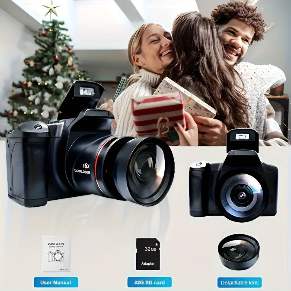 1080P Mini Vlog Camera for Beginners – 2.4" LCD, 16X Zoom, 9.88mm Wide Angle Lens, Easy-to-Use Compact Digital Camera, Travel Essential, Ideal Gift for Men Women Teens, Photography Camera