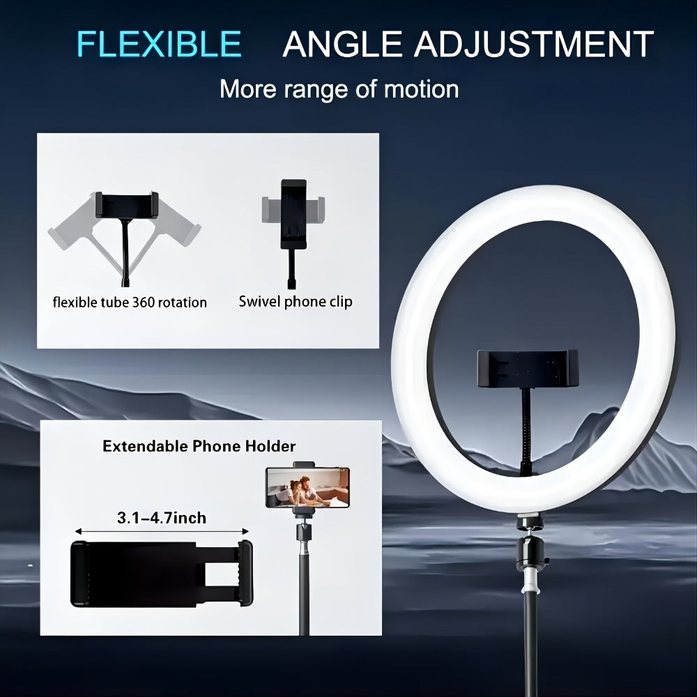 Selfie Ring Light Desk 12 Inch with Phone Holder 360 Rotating Pan Head Desk Tripod 17 RGB Lighting Modes for iPhone Android TikTok YouTube Makeup Video Calls