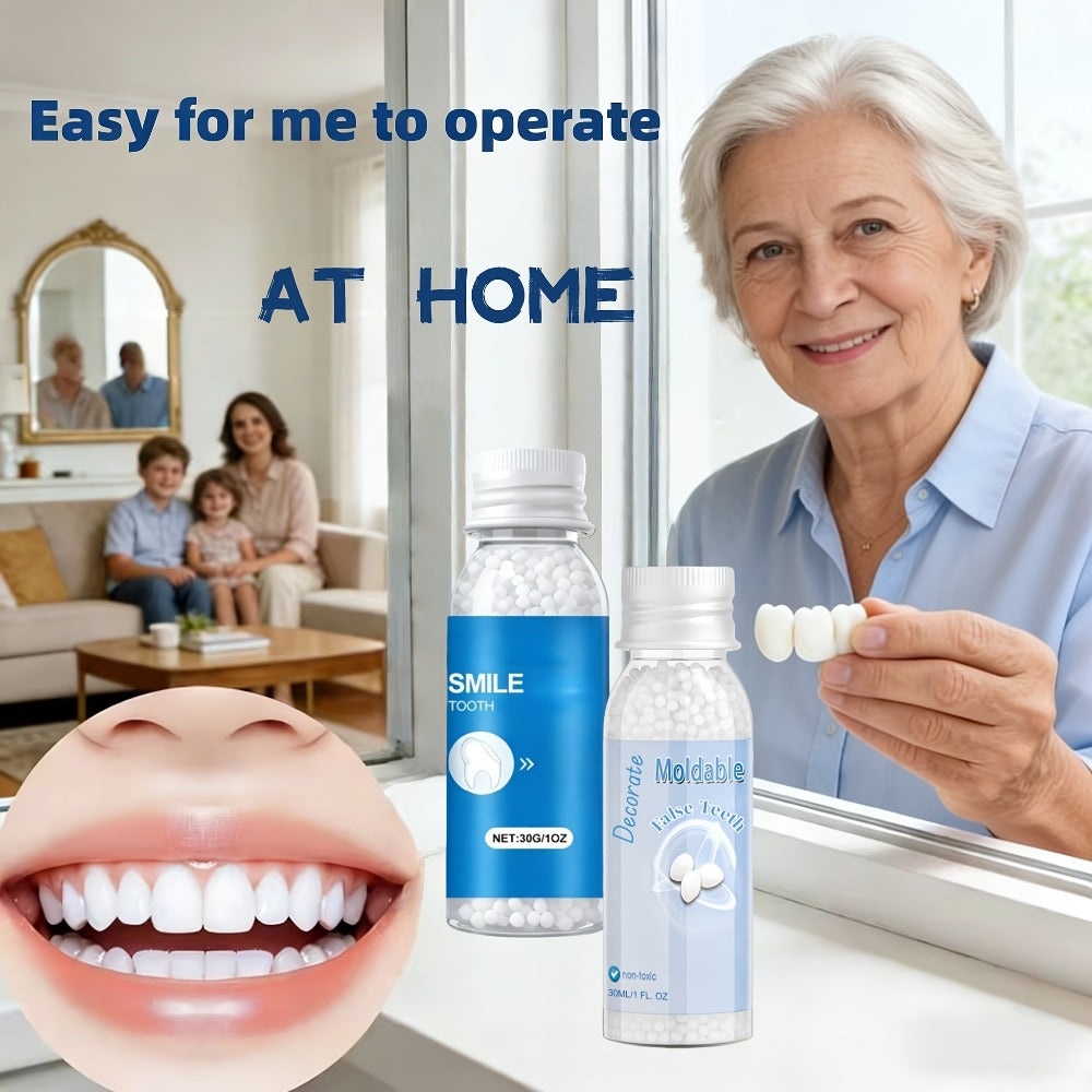 Moldable Fake Teeth Kit for Adults & Seniors – Temporary Dental Veneers Missing Tooth Filling Repair Snap On Teeth Natural-Looking Smile Makeover Halloween Christmas Unisex