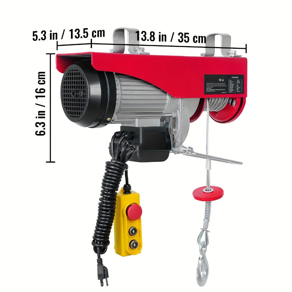 Electric Hoist 440 lb Garage Hoist Winch 120V – 220 lb Single Rope / 440 lb Dual Rope, 40 ft Lift Height, Solid Copper Motor, Emergency Stop Switch, 5.25 ft Corded Control for Garage, Workshop & Construction