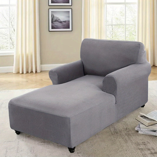 Chaise Lounge Cover in Stretch Jacquard, No Armrests or Double Armrests Options