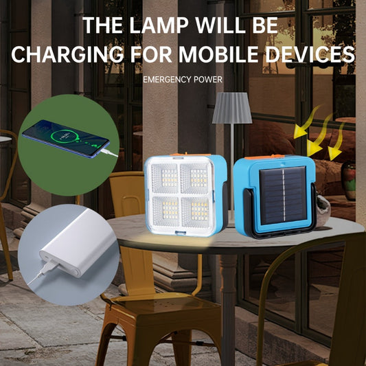 Solar Camping Lantern with 4 Light Modes, USB Charging, Bracket and Hook