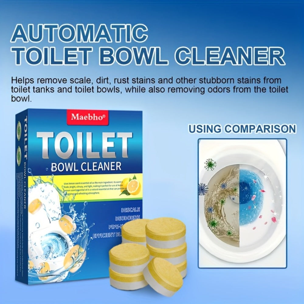 Toilet Cleaning Tablets Effervescent Lemon Scent 12/24pcs - Multi-Functional Toilet Bowl Cleaner Tablets, Stubborn Stain Remover & Deodorizer, Flushable Toilet Cleaner for Deep Clean & Fresh Bathroom