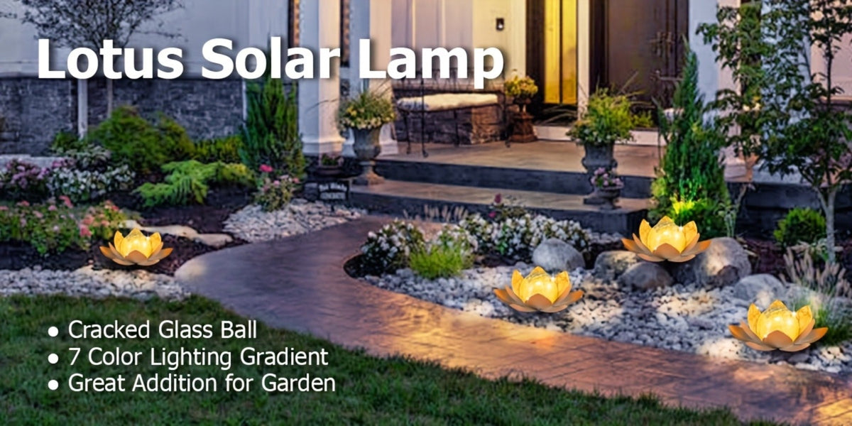 Solar Lotus Cracked Glass Ball Garden Lamp 2pcs – Waterproof Metal Cracked Ball Solar Light for Outdoor & Indoor Decoration | Garden, Balcony, Dining Table & Living Room Decor | Father’s Day Gift