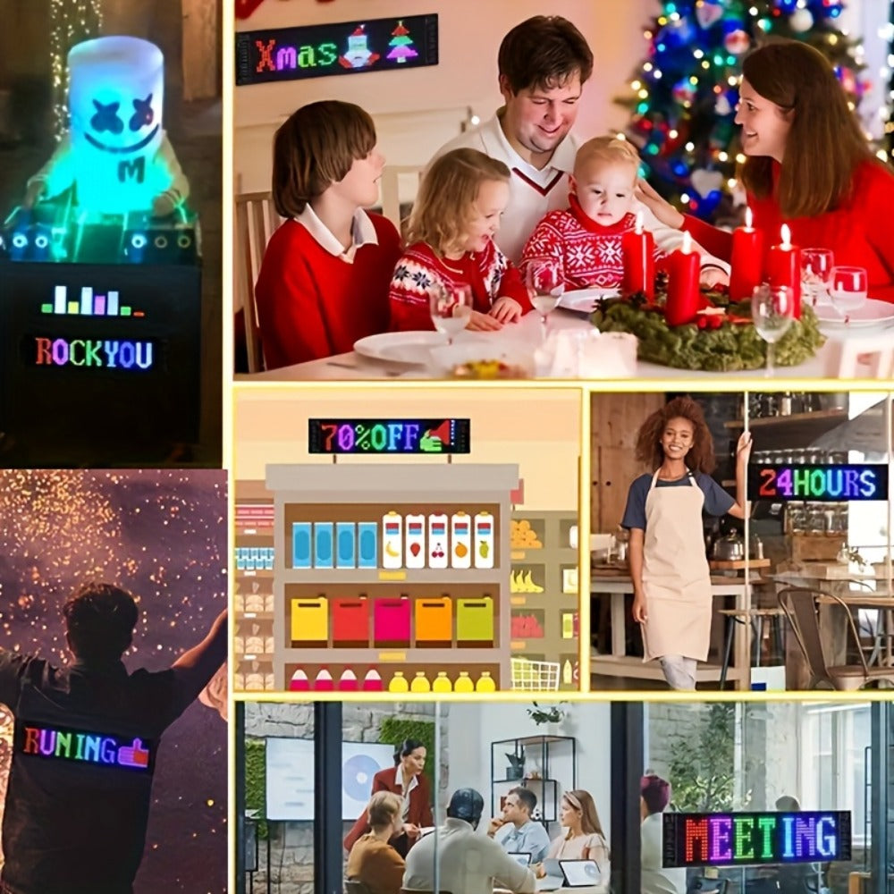 Flexible LED Matrix Screen Display DIY Text Picture & GIF – App & Remote Control, 5V USB Powered | 16x32 to 16x144 | Car, Store, Bike, Event & Holiday Signage
